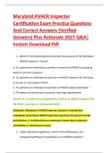 Maryland HVACR Inspector &NewLine;Certification Exam Practice Questions &NewLine;And Correct Answers &lpar;Verified &NewLine;Answers&rpar; Plus Rationale 2027 Q&A&vert; &NewLine;Instant Download Pdf&period; 