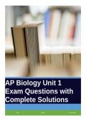 AP Biology Unit 1 Exam Questions with Complete Solutions&period;