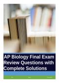 AP Biology Final Exam Review Questions with Complete Solutions&period;