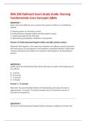 BSN 206 Hallmark Exam Study Guide&colon; Nursing Fundamentals Core Concepts Q&As