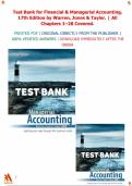 Test Bank for Financial & Managerial Accounting&comma; 17th Edition by Warren&comma; Jones & Tayler&period; &vert;All Chapters 1&ndash;28 Covered&period;&vert;Latest update&comma; Graded A&plus;&period;