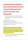 Maryland Salesperson Registration &NewLine;Exam Practice Questions And Correct &NewLine;Answers &lpar;Verified Answers&rpar; Plus &NewLine;Rationale 2027 Q&A&vert; Instant &NewLine;Download Pdf