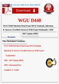 WGU D440 Health and Wellness Through Nutritional Science Final Exam 2026&sol;2027 &ndash; Practice Questions&comma; Verified Answers & Rationales
