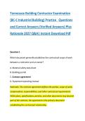 Tennessee Building Contractor Examination &NewLine;&lpar;BC-C Industrial Building&rpar; Practice   Questions &NewLine;and Correct Answers &lpar;Verified Answers&rpar; Plus &NewLine;Rationale 2027 Q&A&vert; Instant Download Pdf