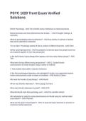 PSYC 1020 Trent Exam Verified Solutions