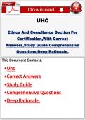 UHC Ethics and Compliance Section for Certification 2026 &vert; UnitedHealthcare Medicare Questions & Correct Answers