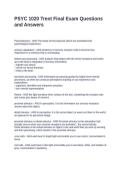 PSYC 1020 Trent Final Exam Questions and Answers