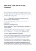 PSYC1020 Exam with Accurate Solutions