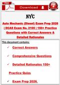 NYC Auto Mechanic Diesel Exam Prep 2026 &vert; DCAS Exam No&period; 2105 &vert; 150&plus; Practice Questions with Correct Answers