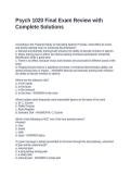 Psych 1020 Final Exam Review with Complete Solutions