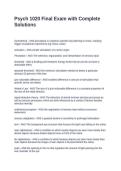 Psych 1020 Final Exam with Complete Solutions