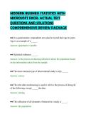 MODERN BUSINESS STATISTICS WITH&NewLine;MICROSOFT EXCEL ACTUAL TEST&NewLine;QUESTIONS AND SOLUTIONS&NewLine;COMPREHENSIVE REVIEW PACKAGE&NewLine;