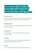 MODERN BUSINESS STATISTICS WITH&NewLine;MICROSOFT EXCEL UPDATED ACTUAL&NewLine;QUESTIONS AND CORRECT ANSWERS&NewLine;COMPLETE STUDY GUIDE FULL SOLUTION&NewLine;