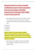 Massachusetts Fire Alarm Installer &NewLine;Certification Exam Practice Questions &NewLine;And Correct Answers &lpar;Verified &NewLine;Answers&rpar; Plus Rationale 2027 Q&A&vert; &NewLine;Instant Download Pdf&period;