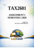TAX2601 Assignment 1 &lpar;COMPLETE ANSWERS&rpar; Semester 2 2026 - Due 4 September 2026