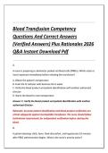 Blood Transfusion Competency &NewLine;Questions And Correct Answers &NewLine;&lpar;Verified Answers&rpar; Plus Rationales 2026 &NewLine;Q&A Instant Download Pdf 