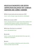 MOLECULAR DIAGNOSTICS 3RD EDITION&NewLine;CERTIFICATION EVALUATION TEST COMPLETE&NewLine;QUESTIONS AND CORRECT ANSWERS&NewLine;