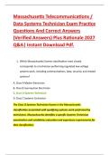 Massachusetts Telecommunications &sol; &NewLine;Data Systems Technician Exam Practice &NewLine;Questions And Correct Answers &NewLine;&lpar;Verified Answers&rpar; Plus Rationale 2027 &NewLine;Q&A&vert; Instant Download Pdf&period;