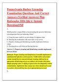 Pennsylvania Barber Licensing &NewLine;Examination Questions And Correct &NewLine;Answers &lpar;Verified Answers&rpar; Plus &NewLine;Rationales 2026 Q&A &vert; Instant &NewLine;Download Pdf 