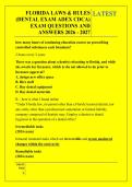 FLORIDA LAWS & RULES &NewLine;&lpar;DENTAL EXAM ADEX CDCA&rpar; &NewLine;EXAM QUESTIONS AND &NewLine;ANSWERS 2026 - 2027 
