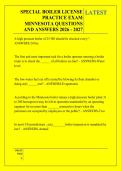 SPECIAL BOILER LICENSE &NewLine;PRACTICE EXAM &NewLine;MINNESOTA QUESTIONS &NewLine;AND ANSWERS 2026 - 2027