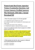 Pennsylvania Real Estate Appraiser &NewLine;Trainee Examination Questions And &NewLine;Correct Answers &lpar;Verified Answers&rpar; &NewLine;Plus Rationales 2026 Q&A &vert; Instant &NewLine;Download Pdf 