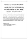 WGU D670 TASK 1&colon; ELEMENTARY LITERACY METHODS &vert; COMPLETE LESSON PLAN & EXAMINATION GUIDE &vert; 2025&sol;2026 UPDATE &vert; PASSED ON FIRST ATTEMPT &vert; 100&percnt; CORRECT ANSWERS &vert; VERIFIED SOLUTIONS