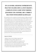 EPA LEAD RISK ASSESSOR COMPREHENSIVE PRACTICE EXAMINATION &vert; LATEST 2026&sol;2027 &vert; COMPLETE STUDY GUIDE WITH VERIFIED QUESTIONS AND ANSWERS &vert; 100&percnt; CORRECT SOLUTIONS WITH EXPERT RATIONALES