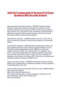NUR 342 Fundamentals Of Nursing CH 25 Exam Questions With Accurate Answers