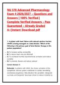 NU 578 Advanced Pharmacology Exam 4 2026&sol;2027 &ndash; Questions and Answers &vert; 100&percnt; Verified &vert; Complete Verified Answers &ndash; Pass Guaranteed &ndash; Already Graded A&plus;&vert;Instant Download pdf