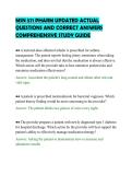 MSN 571 PHARM UPDATED ACTUAL&NewLine;QUESTIONS AND CORRECT ANSWERS&NewLine;COMPREHENSIVE STUDY GUIDE&NewLine;