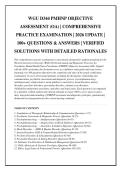 WGU D344 PMHNP OBJECTIVE ASSESSMENT &lpar;OA&rpar; &vert; COMPREHENSIVE PRACTICE EXAMINATION &vert; 2026 UPDATE &vert; 100&plus; QUESTIONS & ANSWERS &vert; VERIFIED SOLUTIONS WITH DETAILED RATIONALES&NewLine;&NewLine;