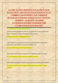 CLINICAL PSYCHOLOGY FINAL PRACTICE &NewLine;EXAM &sol;PSYC 3303 FINAL EXAM WITH ACTUAL &NewLine;CORRECT QUESTIONS AND VERIFIED &NewLine;DETAILED ANSWERS&vert; FREQUENTLY TESTING &NewLine;VERSION &vert; ALREADY GRADED &NewLine;A&plus;&vert;NEWEST&vert;EXPERT VERIFIED FOR &NewLine;GUARANTEED PASS 2026-2027