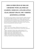 CHEM 219 PRINCIPLES OF ORGANIC CHEMISTRY WITH LAB &vert; PORTAGE LEARNING &vert; MODULES 1&ndash;8 EXAMS & FINAL EXAM &vert; 2026&sol;2027 UPDATE &vert; 100&percnt; VERIFIED QUESTIONS & ANSWERS