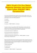NR511 Week2 CEA Pre-Clinical Diagnostic Questions And Answers Latest Update 2026&sol;2027 100&percnt; Guranteed Pass
