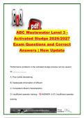 ABC Wastewater Level 3 Activated Sludge 2026&sol;2027 &vert; 77 Exam Questions & Answers &vert; BOD&comma; COD&comma; RAS&comma; WAS&comma; F&colon;M&comma; Nitrification & Clarifiers