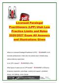 Licensed Paralegal Practitioner LPP Utah Exam 2026&sol;2027 &vert; 19 Questions & Answers &vert; Practice Limits&comma; Family Law&comma; Mediation & Professional Conduct