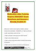 Virginia Medication Aide Training Exam 2026&sol;2027 &vert; 80&plus; Questions & Answers &vert; 5 Rights&comma; Drug Abbreviations&comma; Dosage Conversions&comma; ADR & Medication Safety