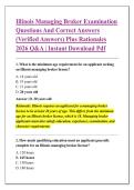 Illinois Managing Broker Examination &NewLine;Questions And Correct Answers &NewLine;&lpar;Verified Answers&rpar; Plus Rationales &NewLine;2026 Q&A &vert; Instant Download Pdf 