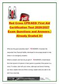 Red Cross CPR&sol;AED&sol;First Aid Certification Test 2026&sol;2027 &vert; 40&plus; Questions & Answers &vert; CPR&comma; AED&comma; Choking&comma; First Aid&comma; FAST & Emergency Care &vert; American Red Cross