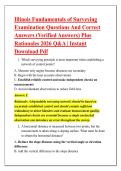Illinois Fundamentals of Surveying &NewLine;Examination Questions And Correct &NewLine;Answers &lpar;Verified Answers&rpar; Plus &NewLine;Rationales 2026 Q&A &vert; Instant &NewLine;Download Pdf 
