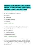 PRINCIPLES OF REAL ESTATE 1 UPDATED&NewLine;ACTUAL EXAM QUESTIONS AND CORRECT&NewLine;ANSWERS COMPLETE STUDY GUIDE&NewLine;