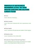 PRINCIPLES OF GEOTECHNICAL&NewLine;ENGINEERING ACTUAL TEST BANK&NewLine;UPDATED QUESTIONS AND SOLUTIONS&NewLine;ALREADY PASSED