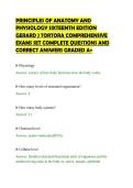 PRINCIPLES OF ANATOMY AND&NewLine;PHYSIOLOGY SIXTEENTH EDITION&NewLine;GERARD J TORTORA COMPREHENSIVE&NewLine;EXAMS SET COMPLETE QUESTIONS AND&NewLine;CORRECT ANSWERS GRADED A&plus;