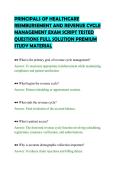 PRINCIPALS OF HEALTHCARE&NewLine;REIMBURSEMENT AND REVENUE CYCLE&NewLine;MANAGEMENT EXAM SCRIPT TESTED&NewLine;QUESTIONS FULL SOLUTION PREMIUM&NewLine;STUDY MATERIAL