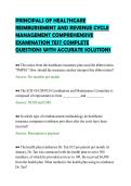 PRINCIPALS OF HEALTHCARE&NewLine;REIMBURSEMENT AND REVENUE CYCLE&NewLine;MANAGEMENT COMPREHENSIVE&NewLine;EXAMINATION TEST COMPLETE&NewLine;QUESTIONS WITH ACCURATE SOLUTIONS