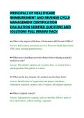 PRINCIPALS OF HEALTHCARE&NewLine;REIMBURSEMENT AND REVENUE CYCLE&NewLine;MANAGEMENT CERTIFICATION&NewLine;EVALUATION VERIFIED QUESTIONS AND&NewLine;SOLUTIONS FULL REVIEW PACK