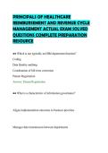 PRINCIPALS OF HEALTHCARE&NewLine;REIMBURSEMENT AND REVENUE CYCLE&NewLine;MANAGEMENT ACTUAL EXAM SOLVED&NewLine;QUESTIONS COMPLETE PREPARATION&NewLine;RESOURCE
