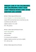 PRIMARY CARE OF THE CHILDBEARING&NewLine;AND CHILDREARING FAMILY EXAM&NewLine;SCRIPT PREMIUM REVIEW SHEET TESTED&NewLine;QUESTIONS AND ANSWERS