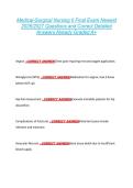 Medical-Surgical Nursing II Final Exam Newest &NewLine;2026&sol;2027 Questions and Correct Detailed &NewLine;Answers Already Graded A&plus; 